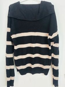 Striped Black &amp; Beige Knit Sweater