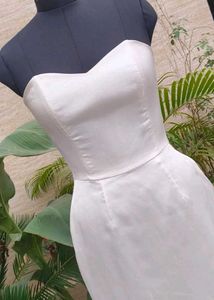 Elegant Strapless White Maxi Dress
