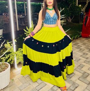 Green Nd Black Navratri Skirt