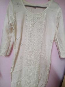 Elegant Cream Lace Kurta