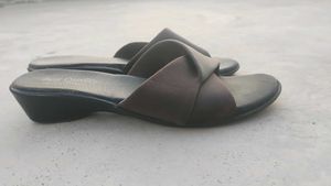 Brown Slip-On Flat Sandals