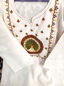 Embroidered White Kurta