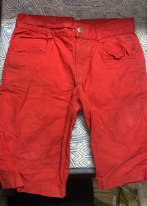 Men's Red Cotton Shorts