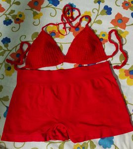 Crochet Bra With Shorts
