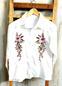 white Embroidery work cotton shirt size-36