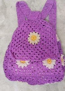 Handmade Crochet Daisy Backpack