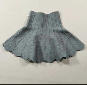 Grey Pleated Skater Skirt