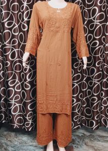 Pure Chikankari Lakhnowi Rayon Kurti Set
