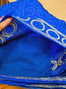 BEAUTIFUL Blue with Pink  Bandhani Print Saree