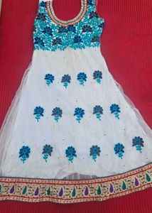 Beutiful Embroidered White Anarkali