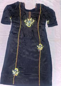 Women’s Black Velvet Look Embroidered Patiala Salw