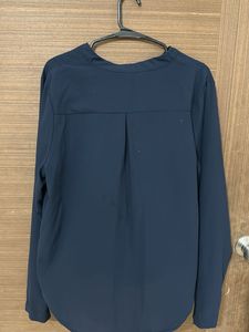 Elegant Navy Blue Pleated shirt