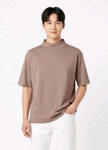Steilmann Unisex Mock Neck Brown Tee Tshirt Top 🤎