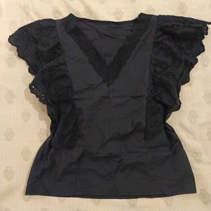 Chic Black Eyelet Top