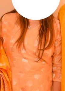Peach Kurta with Gold Print