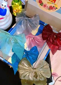 Sparkly Hair Bows - Set of 6