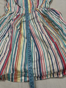 Colorful Striped Strapless Dress