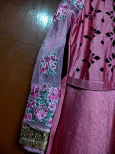 Beautiful Pink Embroidered Ethnic Gown