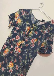 Dark Grey Floral Printed Jumpsuit For 30 Bust