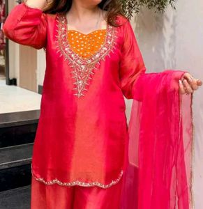 Vibrant Red Kurta Set with Dupatta