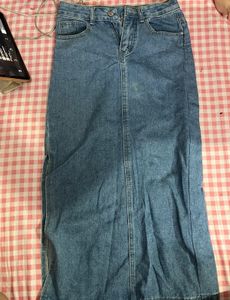 Classic Blue Denim Maxi Skirt