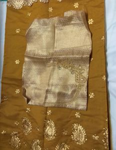 New mustard color saree with blouse