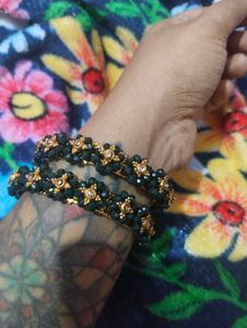 Heavy Golden Green Bangles