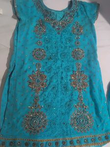 Embellished Teal Kurta