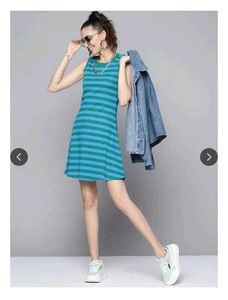 Sassafras blue sleeveless striped dress