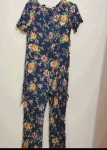 Grey Jumpsuit Multi Floral Print For 30 Bust