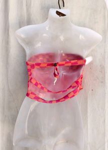 Pink &amp; Orange Checkered Tube Top