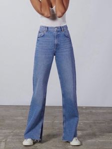ZARA WIDE LEG JEANS with SPLIT HEM