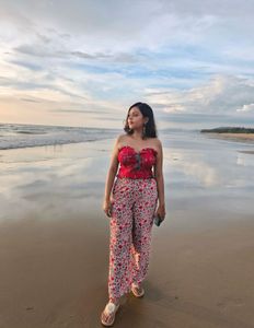 red floral co ord set
