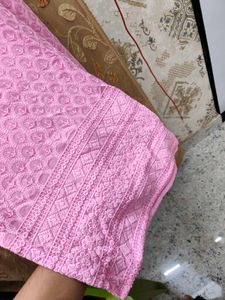 Pink Chikankari Kurta and Palazzo Set