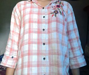 Checked Embroidered Casual Shirt