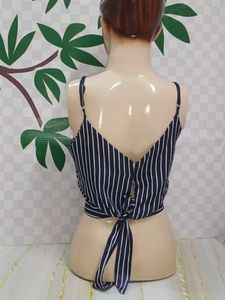 (800)Striped Cami Crop Top