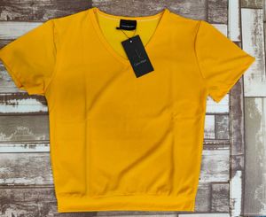 Calvin Klein Bright Yellow V-Neck Tee - L