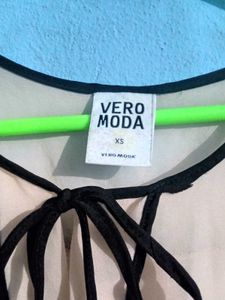 Vero moda Sheer Beige Blouse with Black Trim.