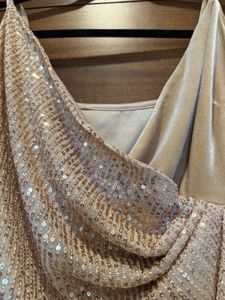 Elegant champagne gold midi dress