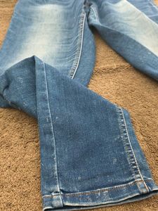 Embroidered Blue Denim Jeans