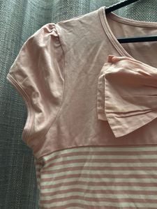 NEXT Pink Striped Top with Bow