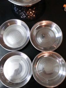 Stainless Steel Serving Bowl and Plates Set