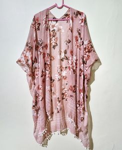 Long Floral Shrug - 3/4th Sleeve