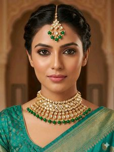 Exquisite Kundan & Emerald Choker Set
