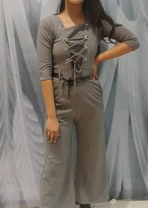 Grey Jumpsuit With Belt
