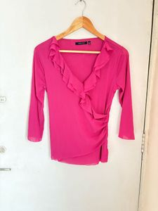 Beautiful Pink Ruffle wrap Top