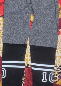 Grey Heathered Leggings with Black Accents