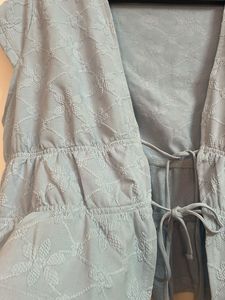 H&amp;M Light Blue Textured Wrap Top