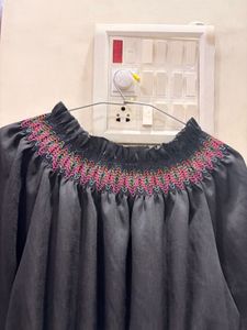 Boho Off-Shoulder Embroidered Peplum Top