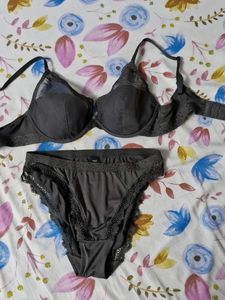 Grey Bra & Panty Lingerie Set
